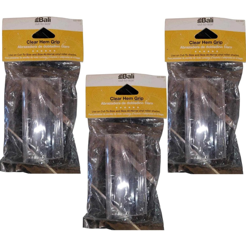 Three (3)  Bali Roller Shade Hem Grips, Clear